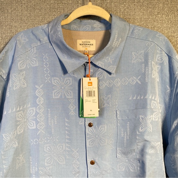 NEW Quicksilver Waterman XL Comfort Fit Men’s Short Sleeve Hawaiian Style Shirt - Picture 3 of 7